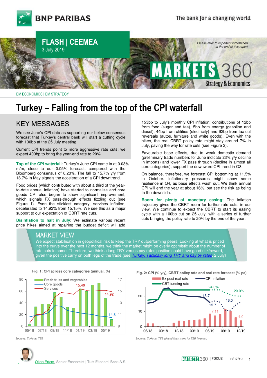 巴黎银行-新兴市场-宏观策略-土耳其：消费者价格指数的下降-20190703-7页 (2).pdf_第1页