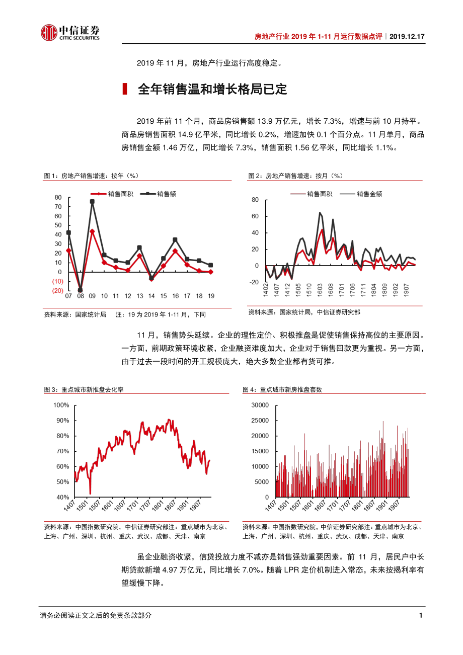 房地产行业2019年1~11月运行数据点评：行业基本面高度稳定政策环境边际改善-20191217-中信证券-10页.pdf_第3页