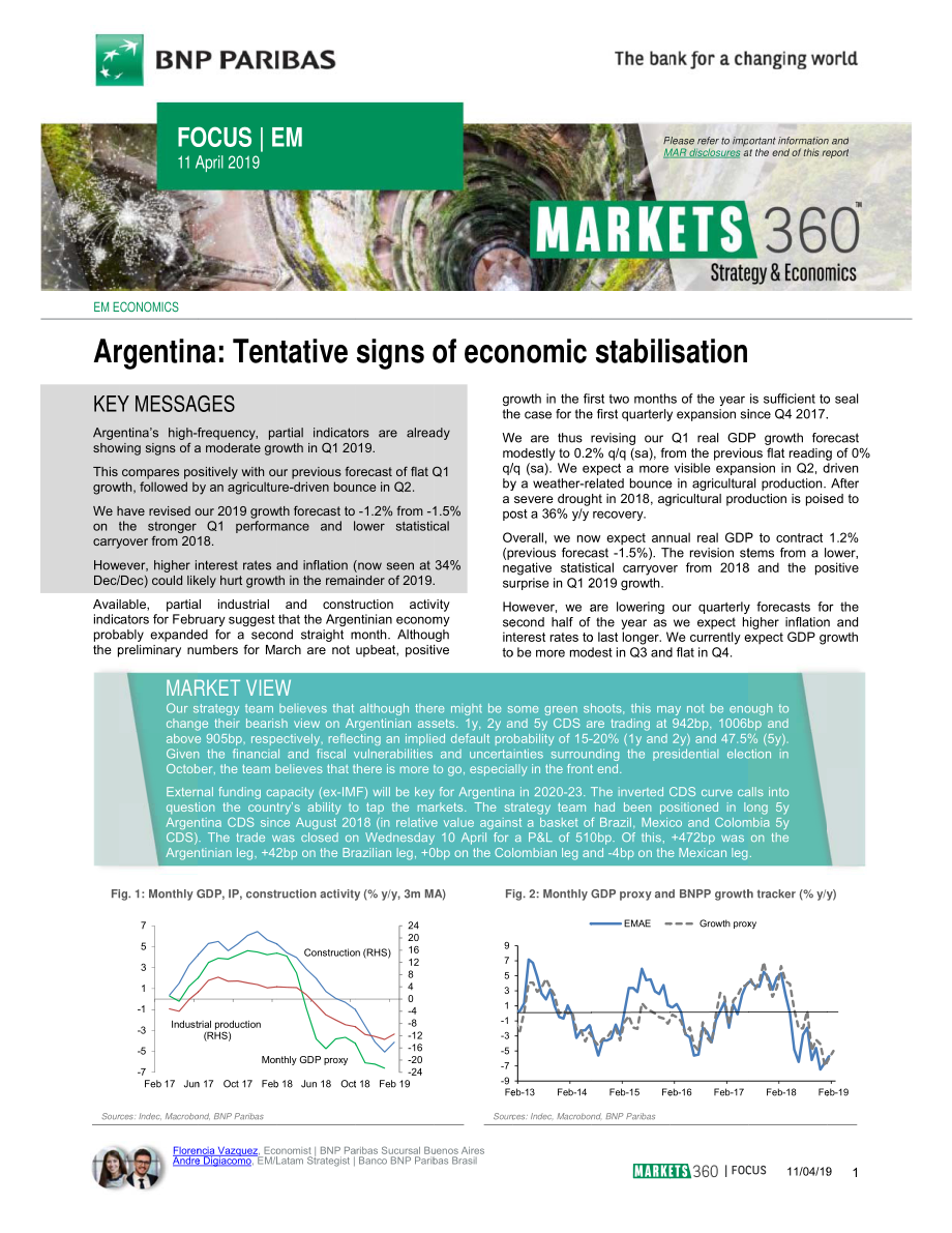 巴黎银行-新兴市场-宏观策略-阿根廷：经济稳定的初步迹象-20190411-8页.pdf_第1页