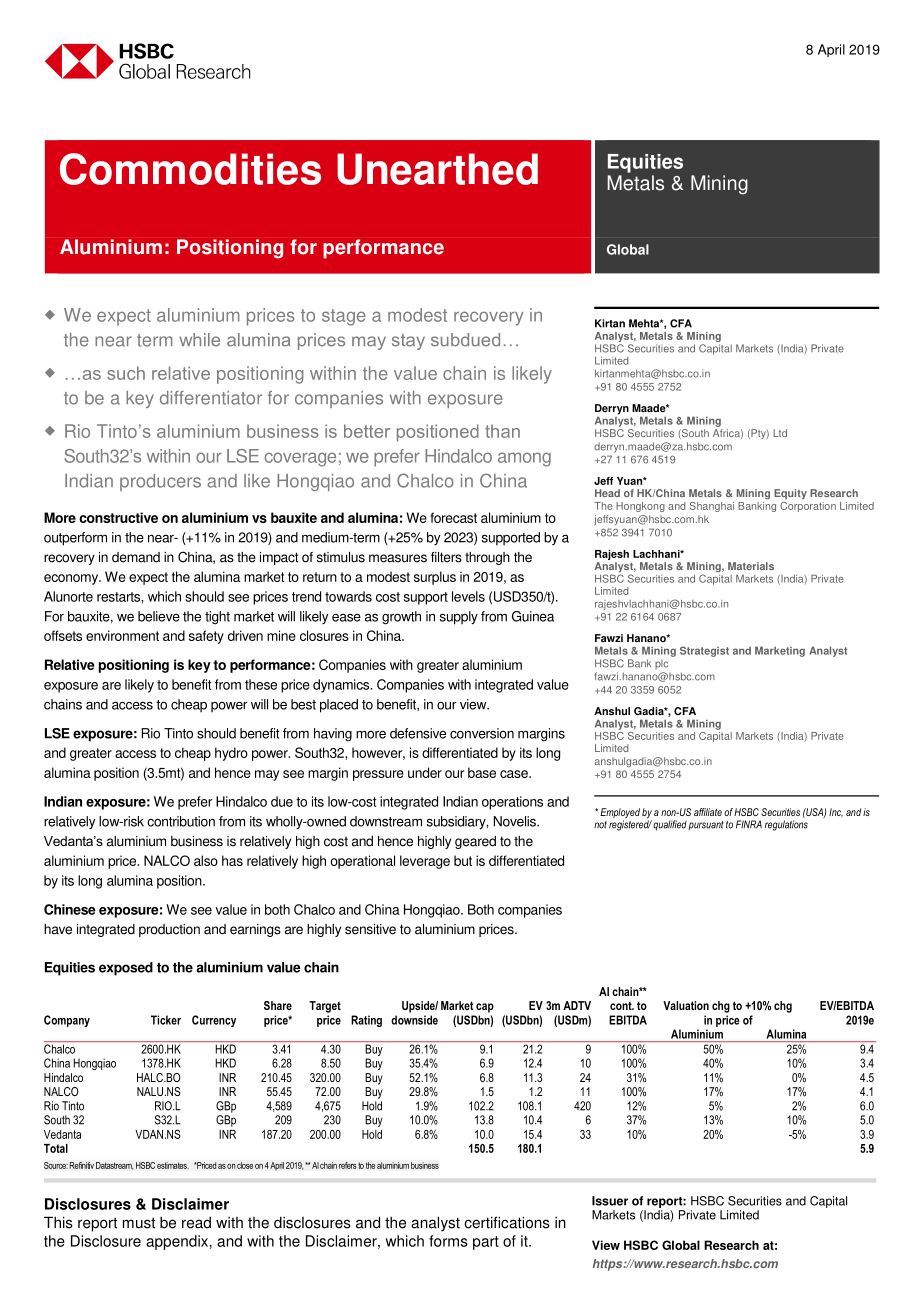 汇丰银行-全球-金属与采矿业-铝：行业表现-2019.4.8-42页.pdf_第1页