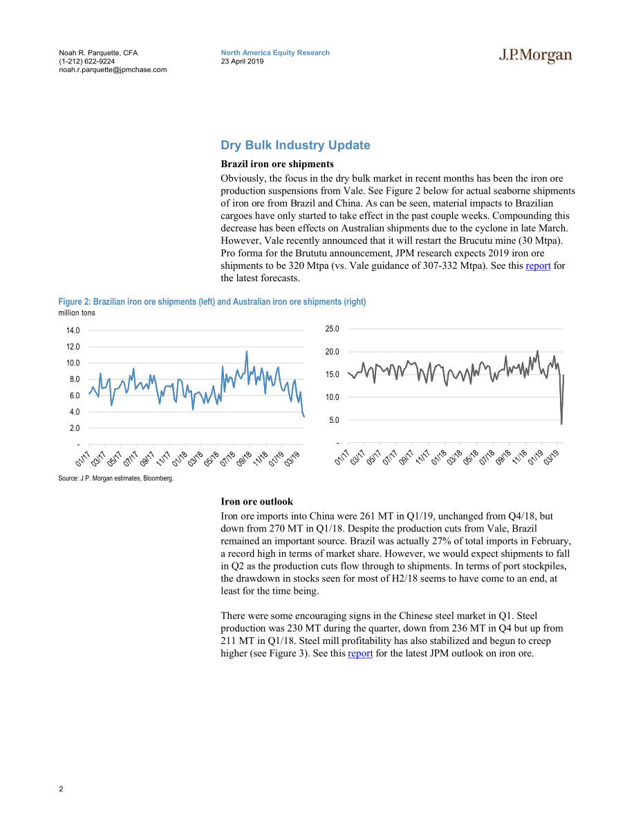 J.P. 摩根-美股-航运业-2019年Q1干散货业绩预览-2019.4.23-34页.pdf_第3页