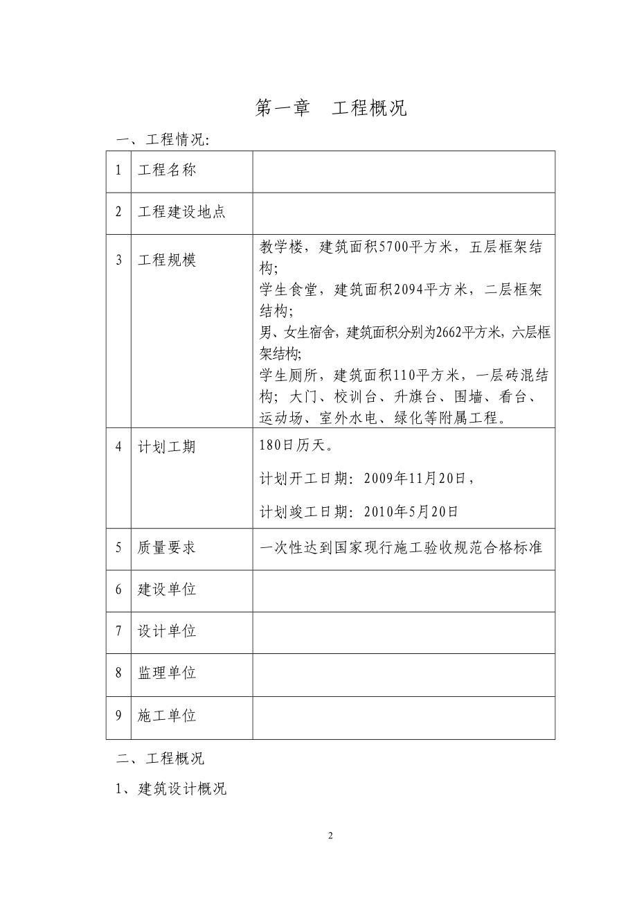 绵阳某中学教学楼及配套工程施工组织设计（灾后重建）.doc_第2页