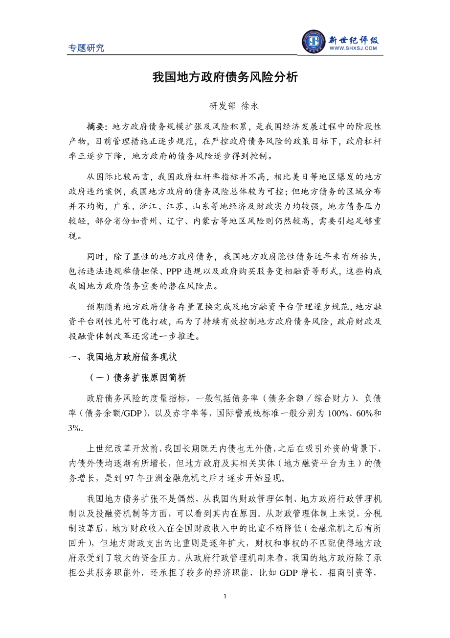 新世纪评级-我国地方政府债务风险分析-2019.1-17页.pdf_第1页