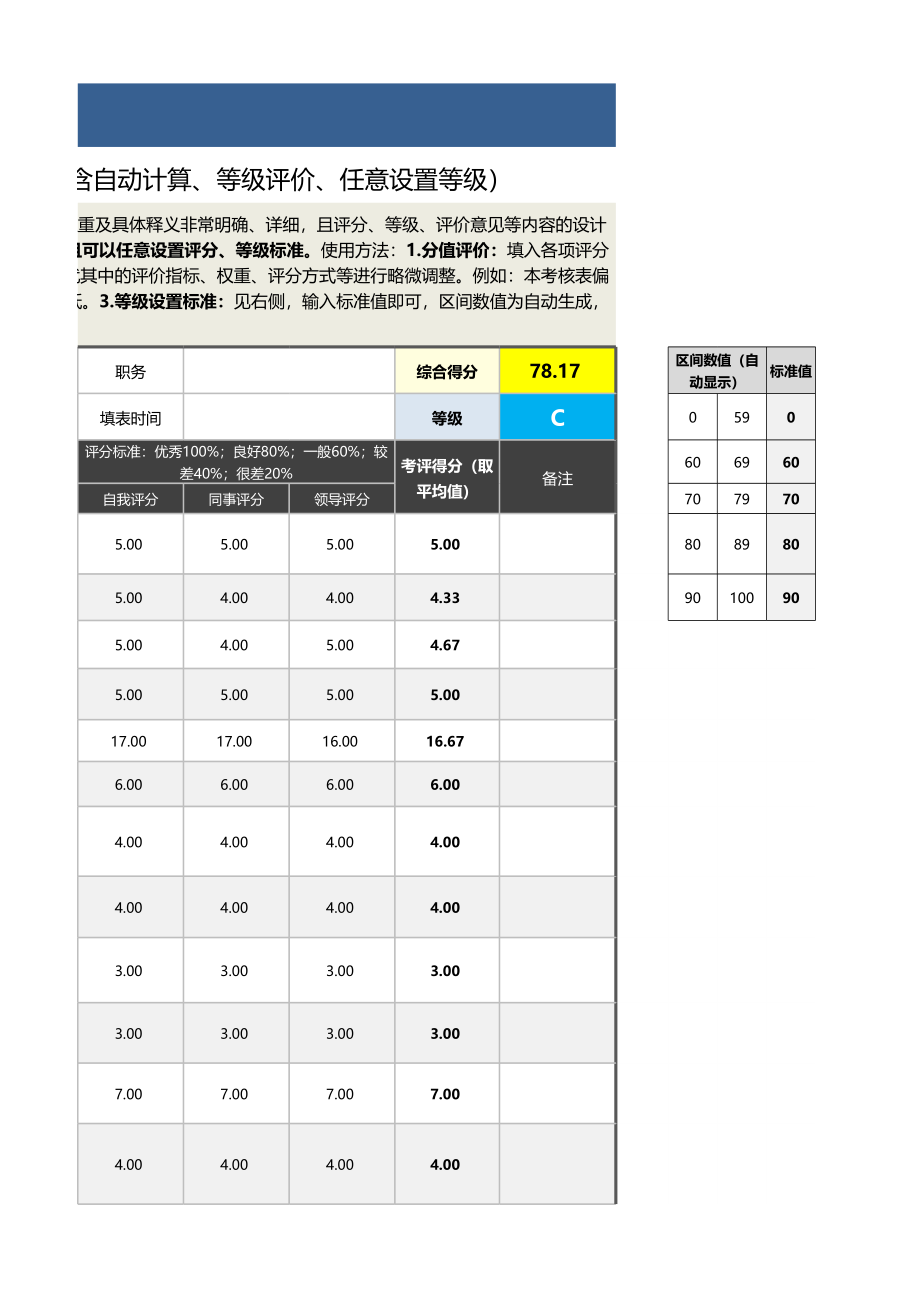 05-7-在线销售人员（电话销售）绩效考核表（自动计算） (2).xlsx_第3页