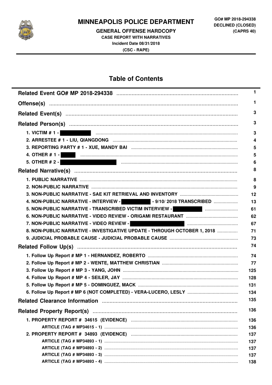 刘强东案警方档案（英文）-2019.7-149页.pdf_第1页