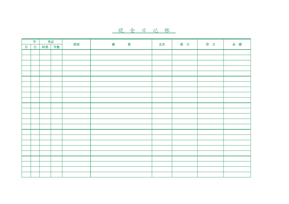 出纳现金日记账表 (2).xls_第1页