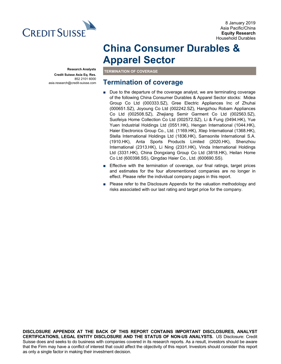 瑞信-中国-消费品行业-中国耐用消费品&服装行业分析-2019.1.8-54页.pdf_第1页