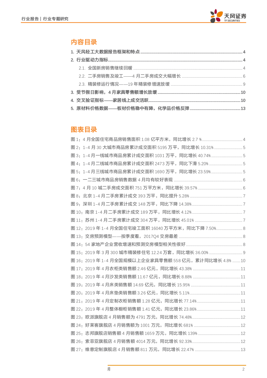 轻工制造行业专题研究：家居数据报告201905期4月二手房成交高增家居线上销售活跃-20190516-天风证券-16页.pdf_第3页