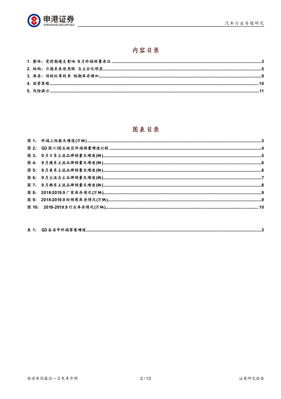 汽车行业：9月终端降幅收窄国五促销影响已结束-20191020-申港证券-13页.pdf_第3页