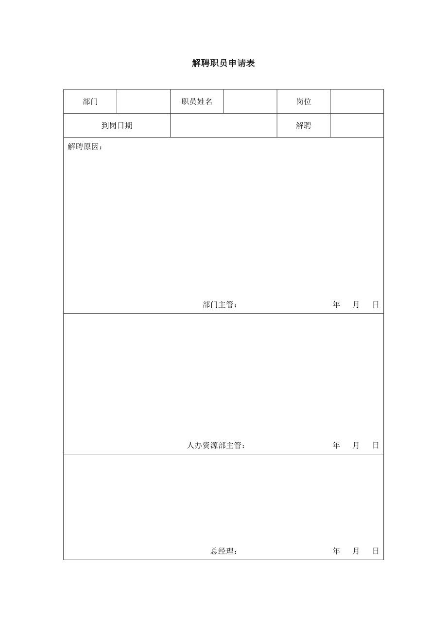 解聘职员申请表-模板.doc_第1页