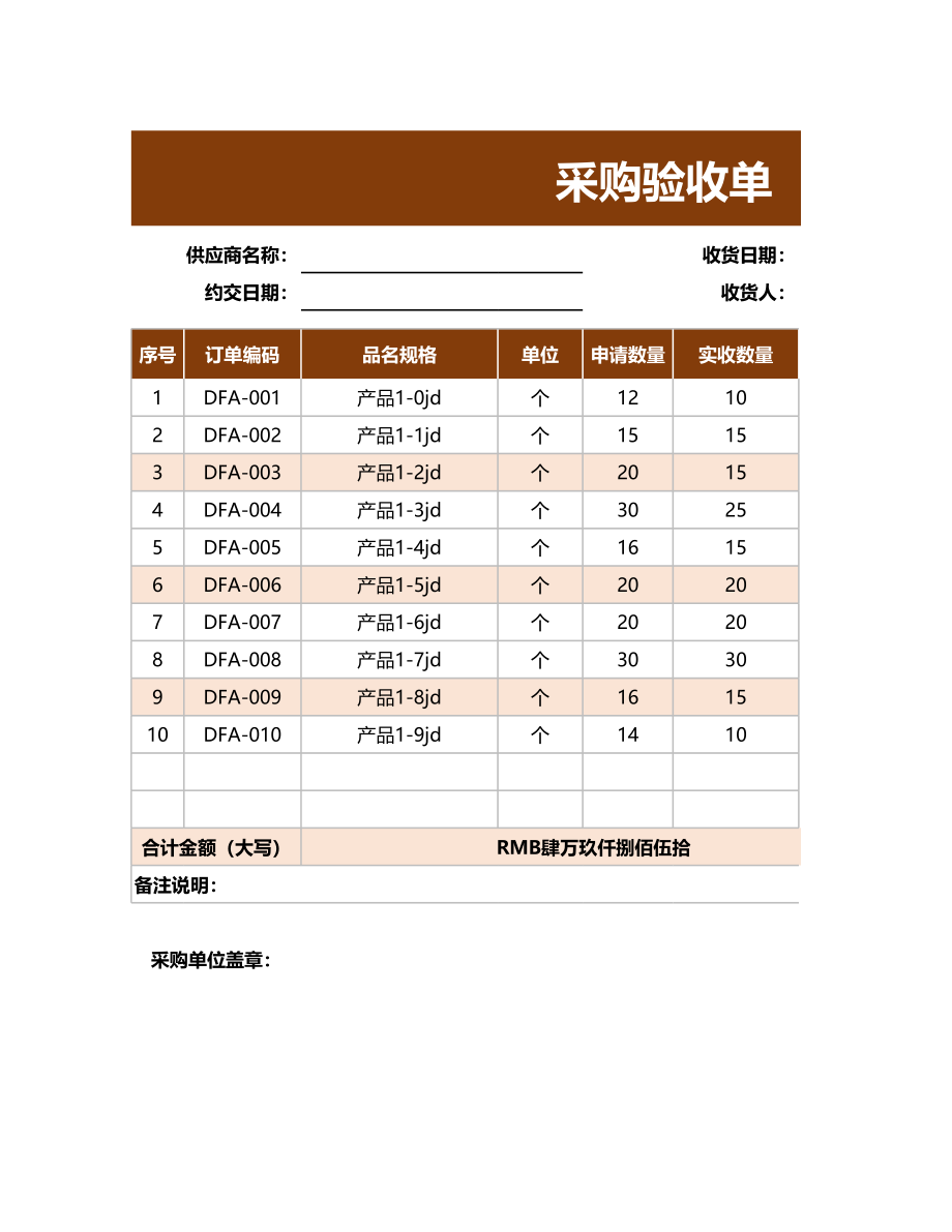 258 采购验收单.xlsx_第1页