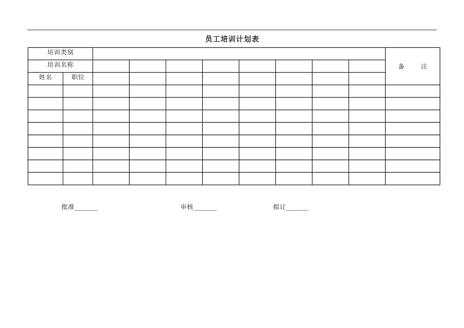 员工培训计划表(2).doc_第1页