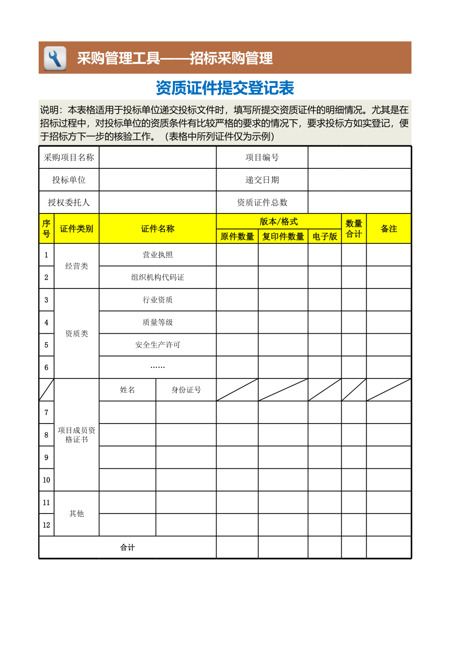 1 资质证件提交登记表.xlsx_第1页