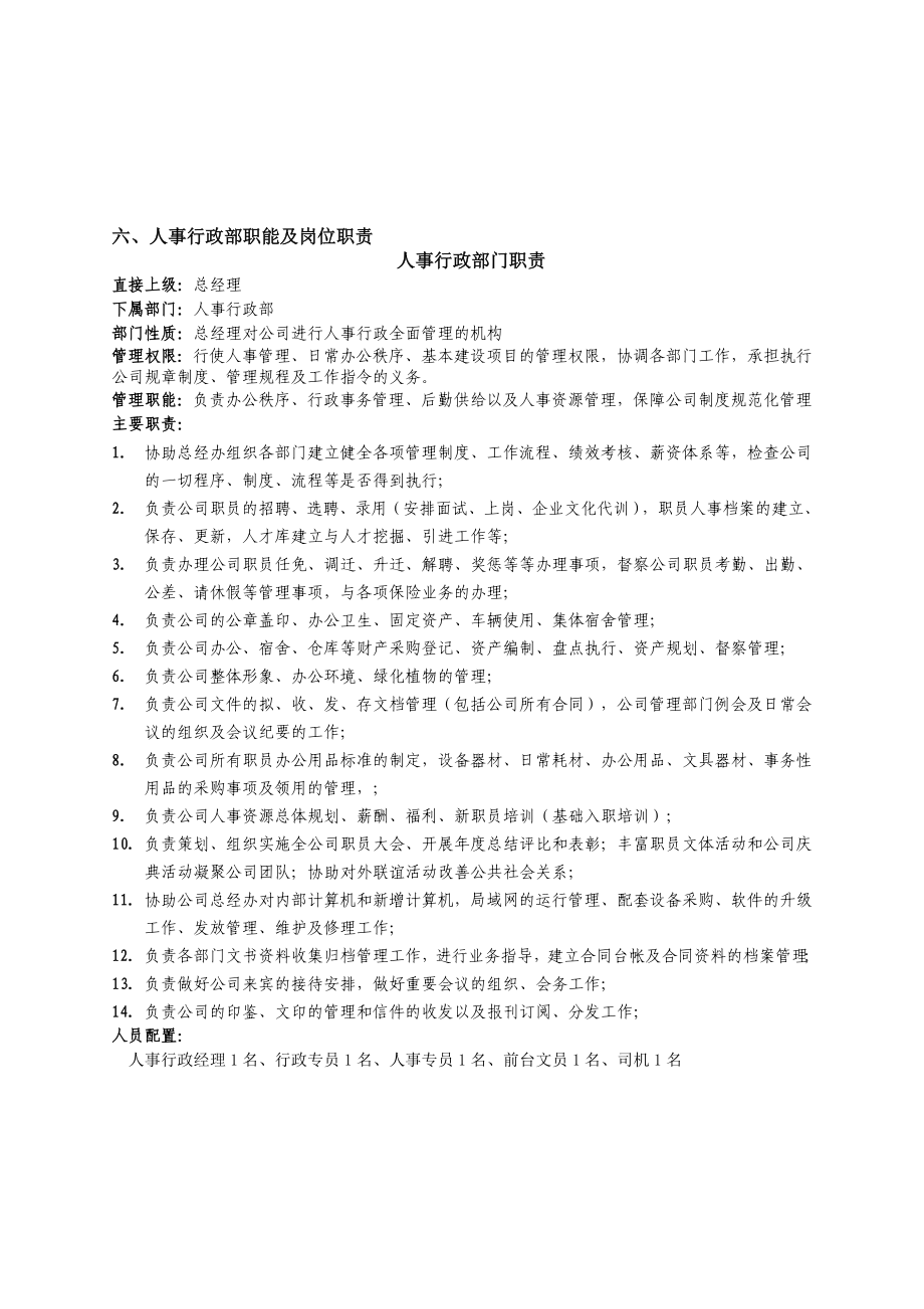 人事行政部职能及岗位职责(非常实用)-9页.doc_第1页