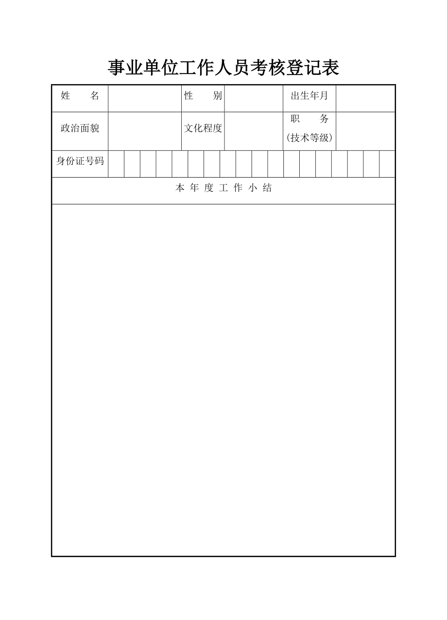 事业单位工作人员考核登记表.docx_第1页