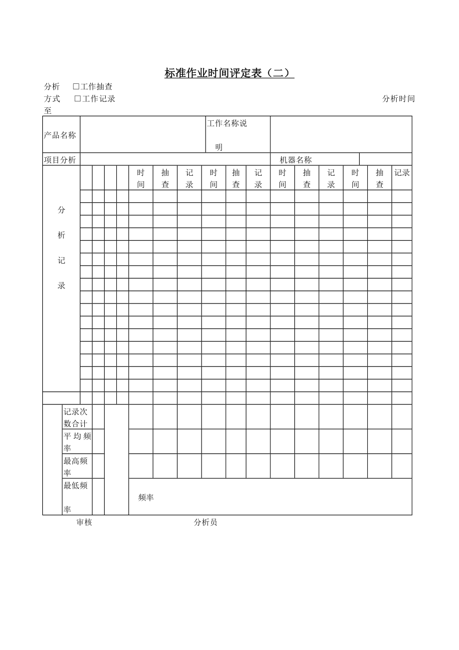 标准作业时间评定表（二） (2).doc_第1页