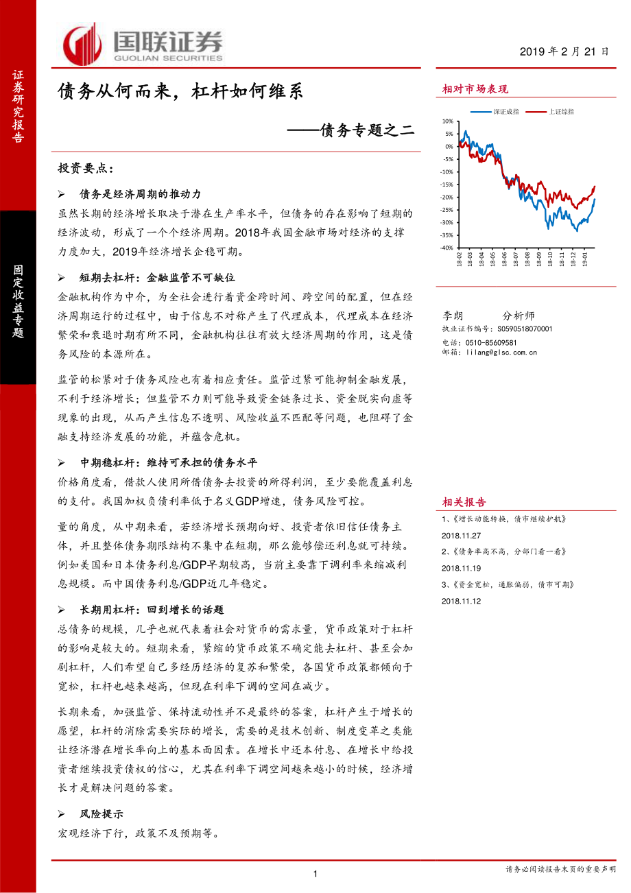 债务专题之二：债务从何而来杠杆如何维系-20190221-国联证券-22页.pdf_第1页