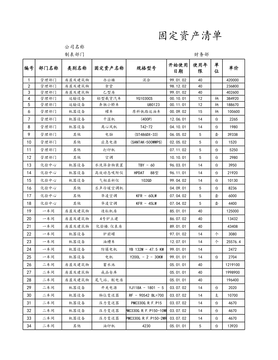 08-【固定资产管理】-02-固定资产清单 (2).xlsx_第1页