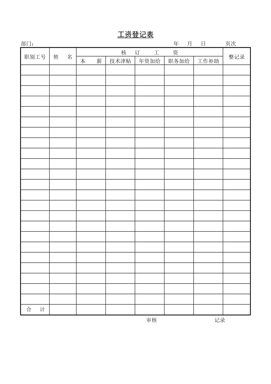 第七节 工资登记表 (2).DOC_第1页