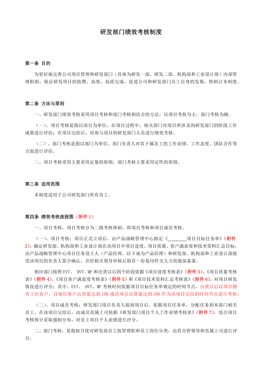 研发部门绩效考核制度.docx_第1页