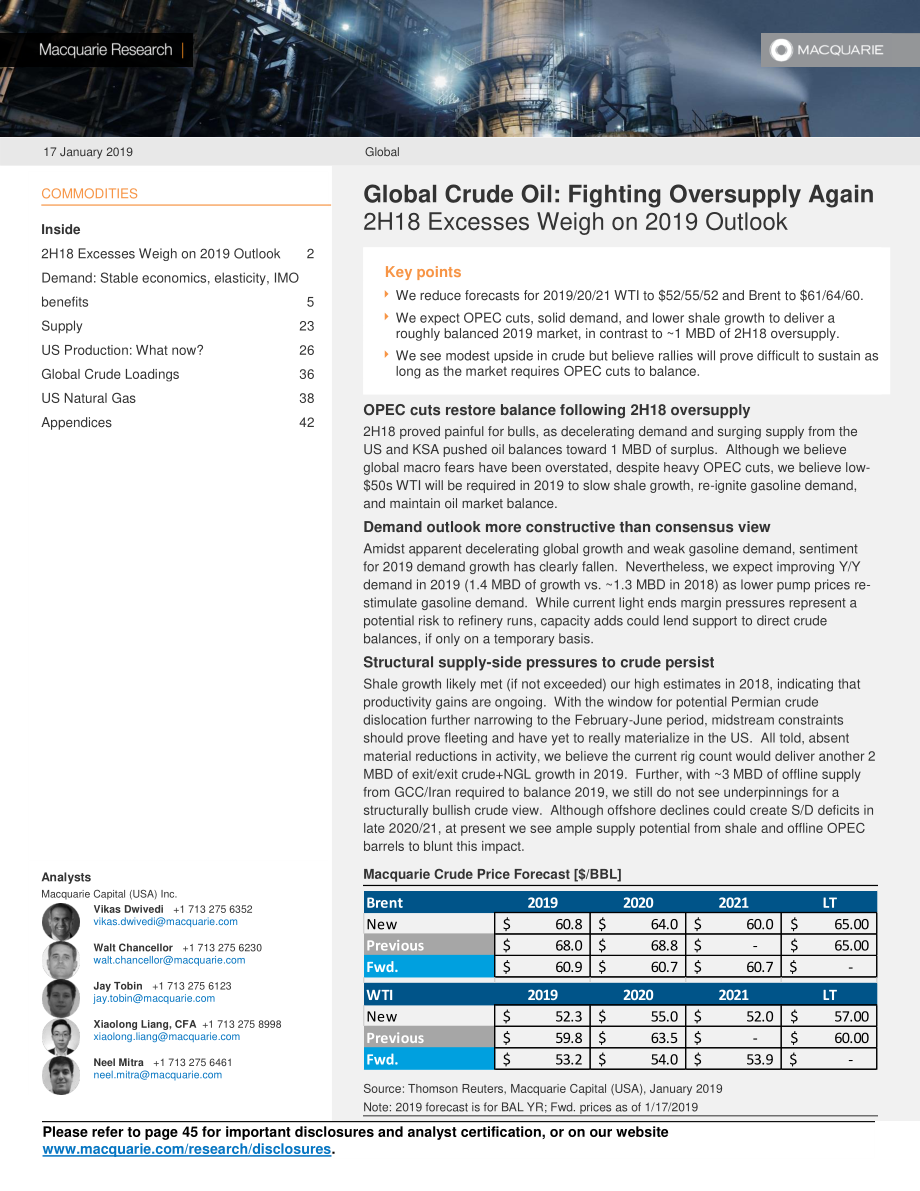 麦格理-全球-石油与天然气行业-全球原油：再次供过于求-2019.1.17-47页.pdf_第1页
