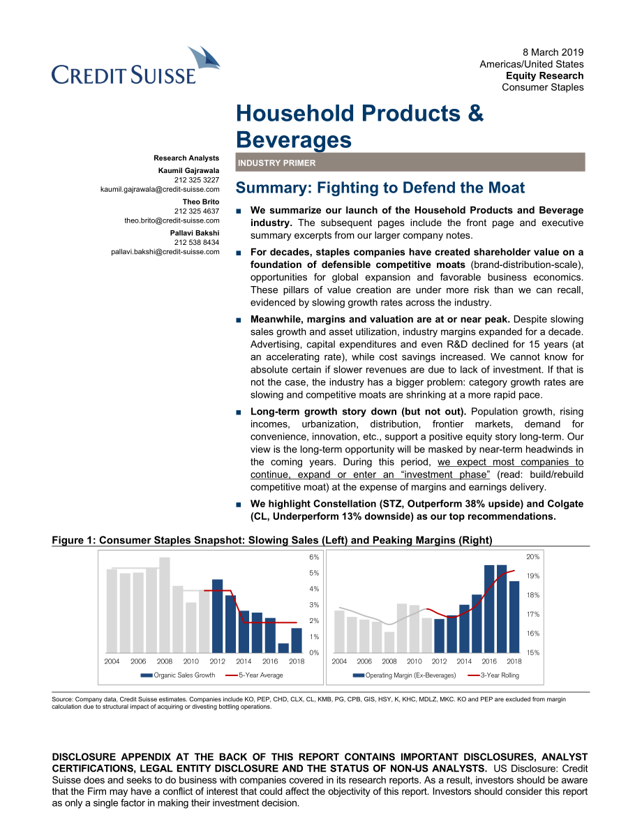 瑞信-美股-消费品行业-家居产品与饮料行业摘要：为保卫护城河而战-2019.3.8-42页.pdf_第1页