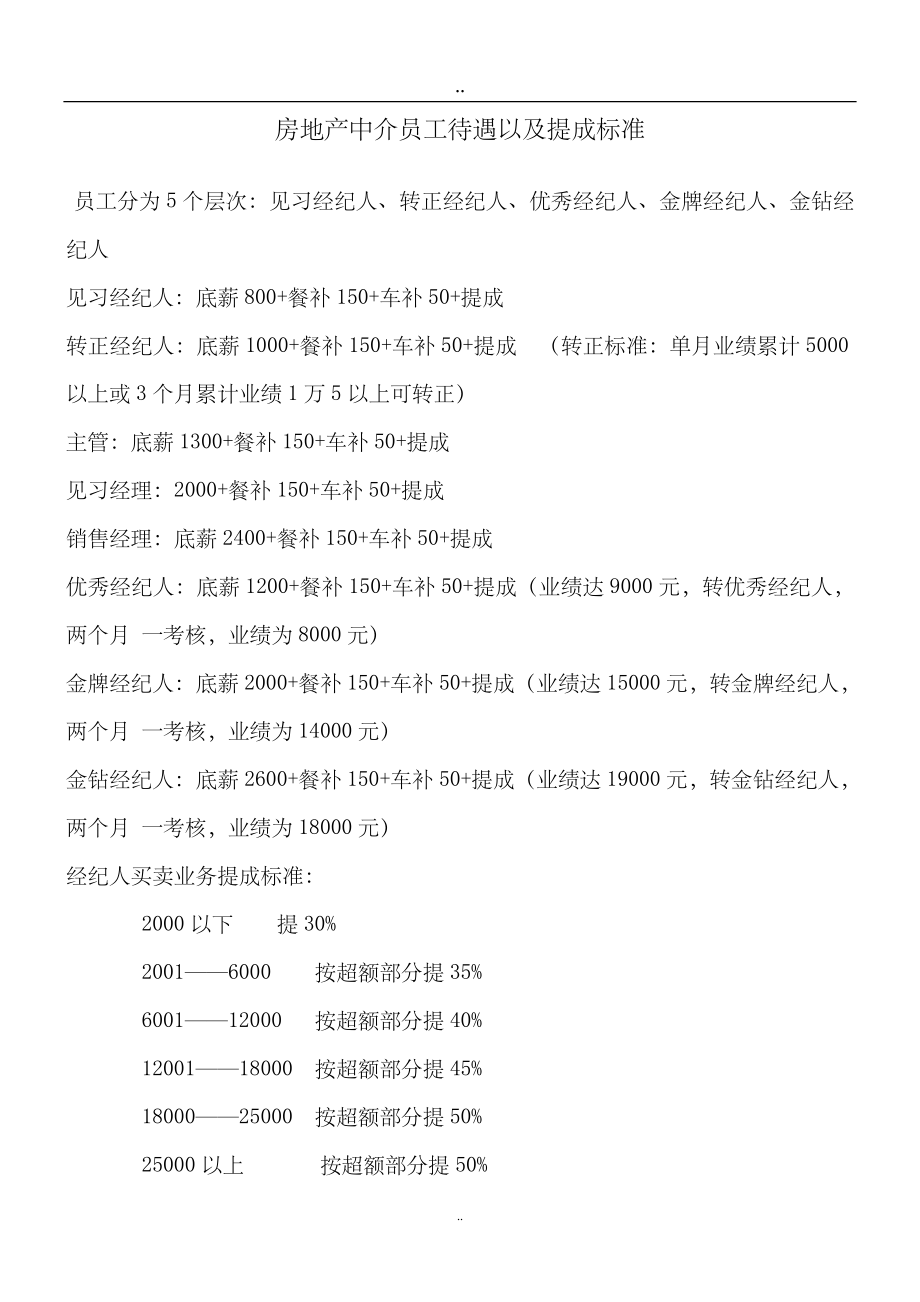 房地产中介员工待遇以及提成标准.doc_第1页