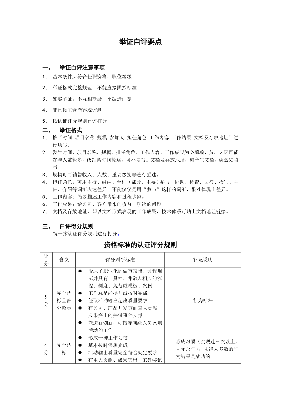 员工使用模板2：举证自评要点.doc_第1页