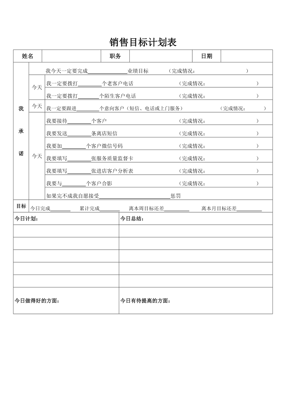 销售目标计划表模板.docx_第1页