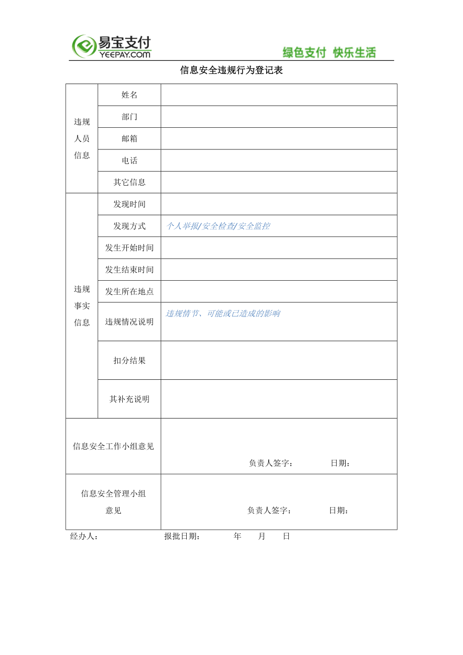 XX_4_IS_信息安全违规行为记录表_表单 (2).doc_第1页