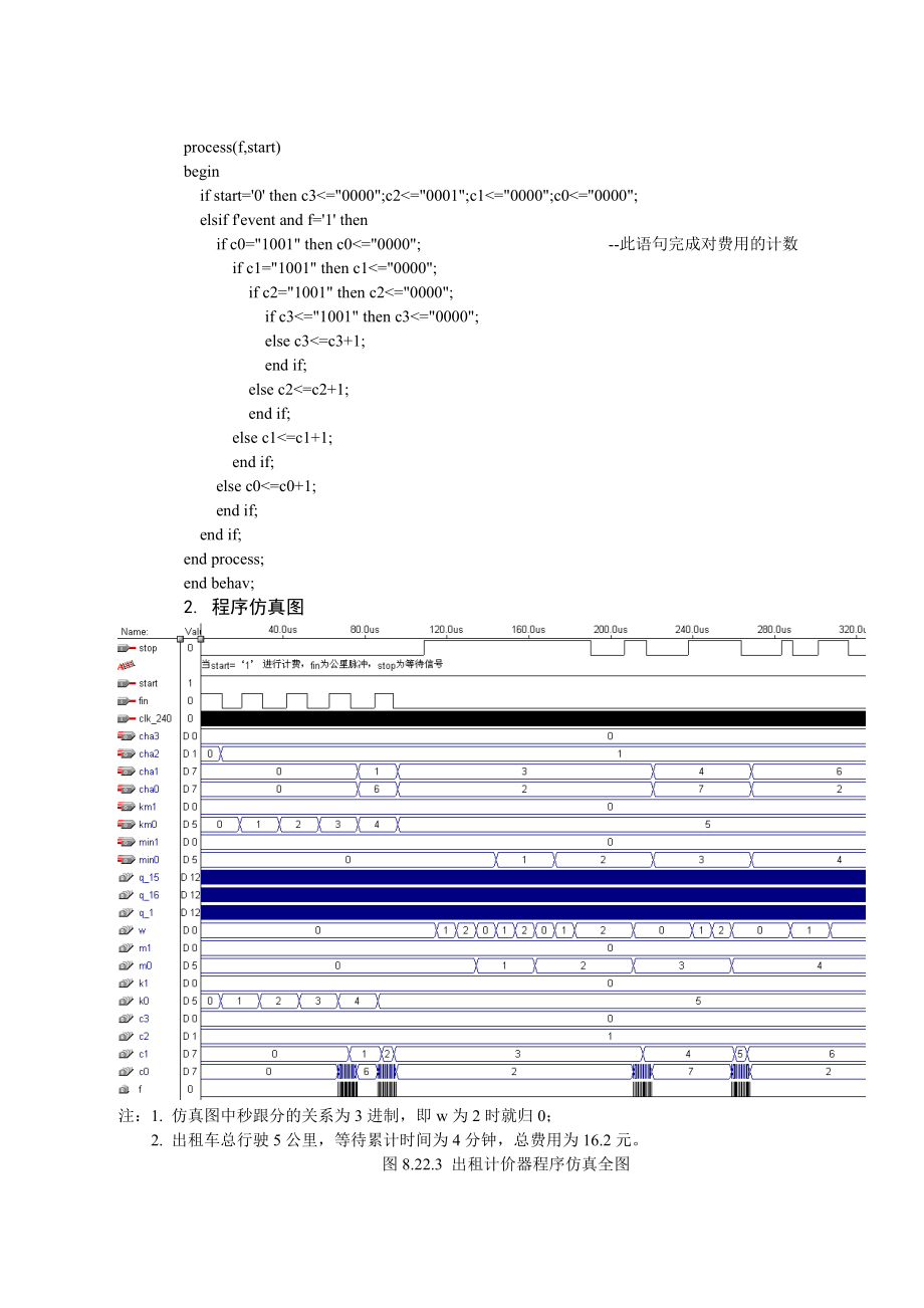 8.22 出租车计价器VHDL程序与仿真 2004.8修改.doc_第3页