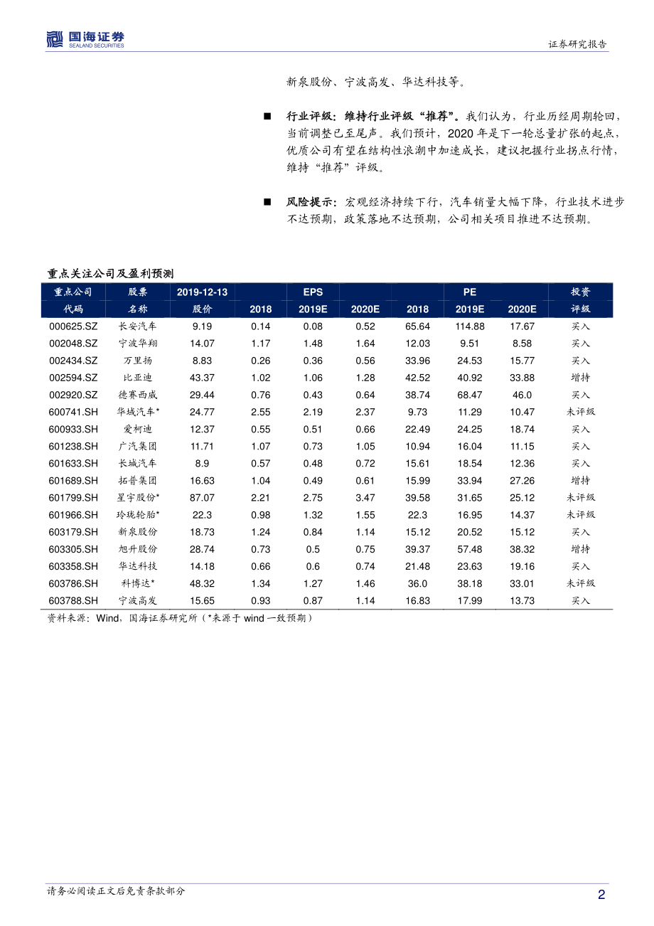 汽车行业2020年度策略：行业将进入景气周期把握优质公司向上弹性-20191216-国海证券-25页.pdf_第3页