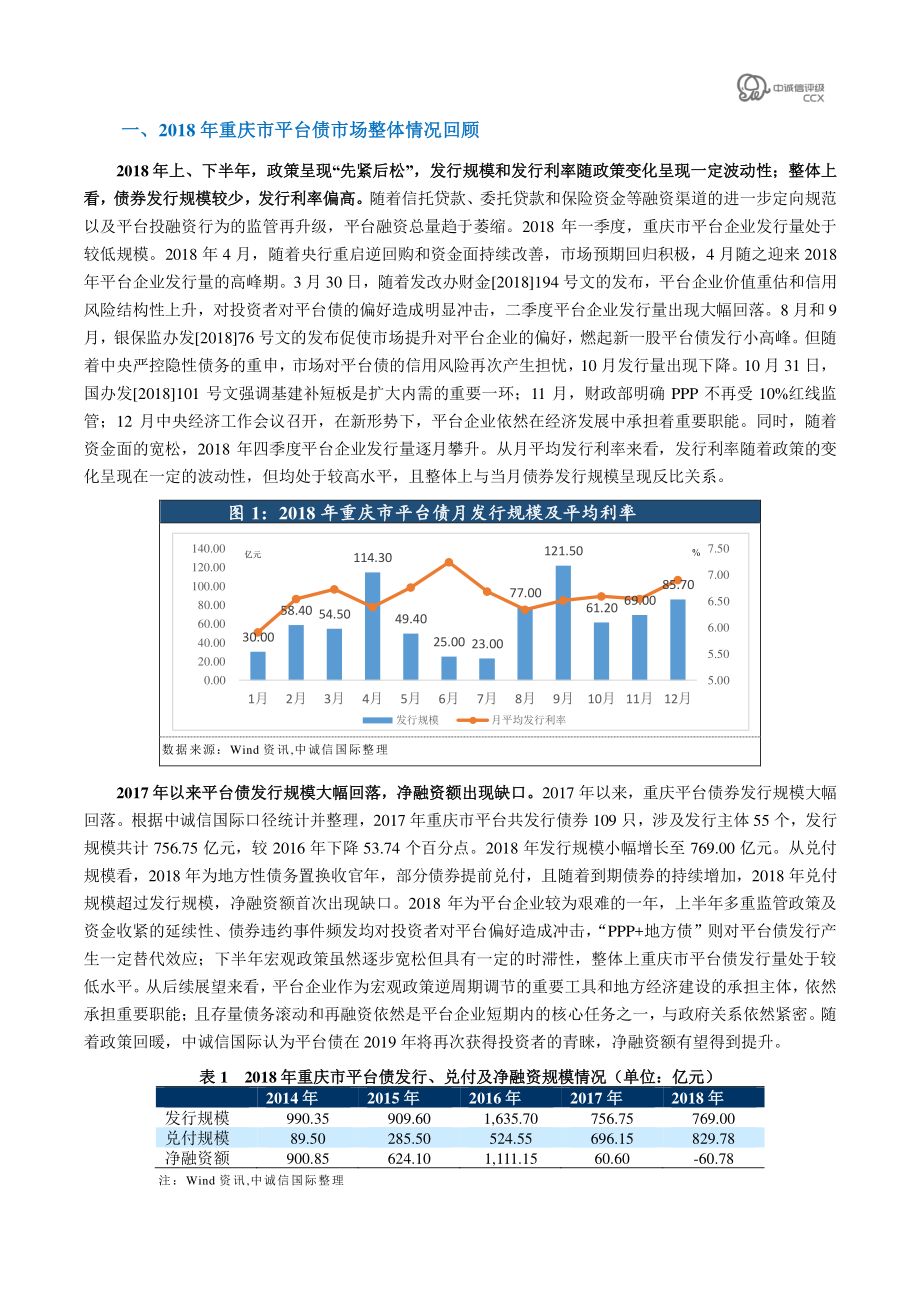 中诚信国际-2018年重庆市平台债市场回顾-2019.2-13页.pdf_第2页