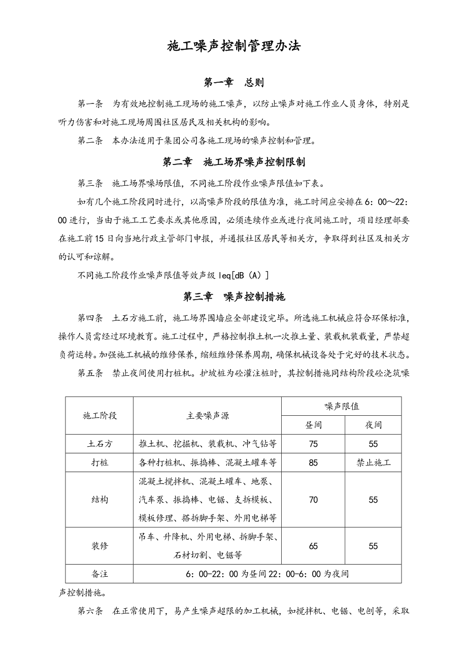 04-【环境安全】-05-施工噪声控制管理办法.doc_第1页