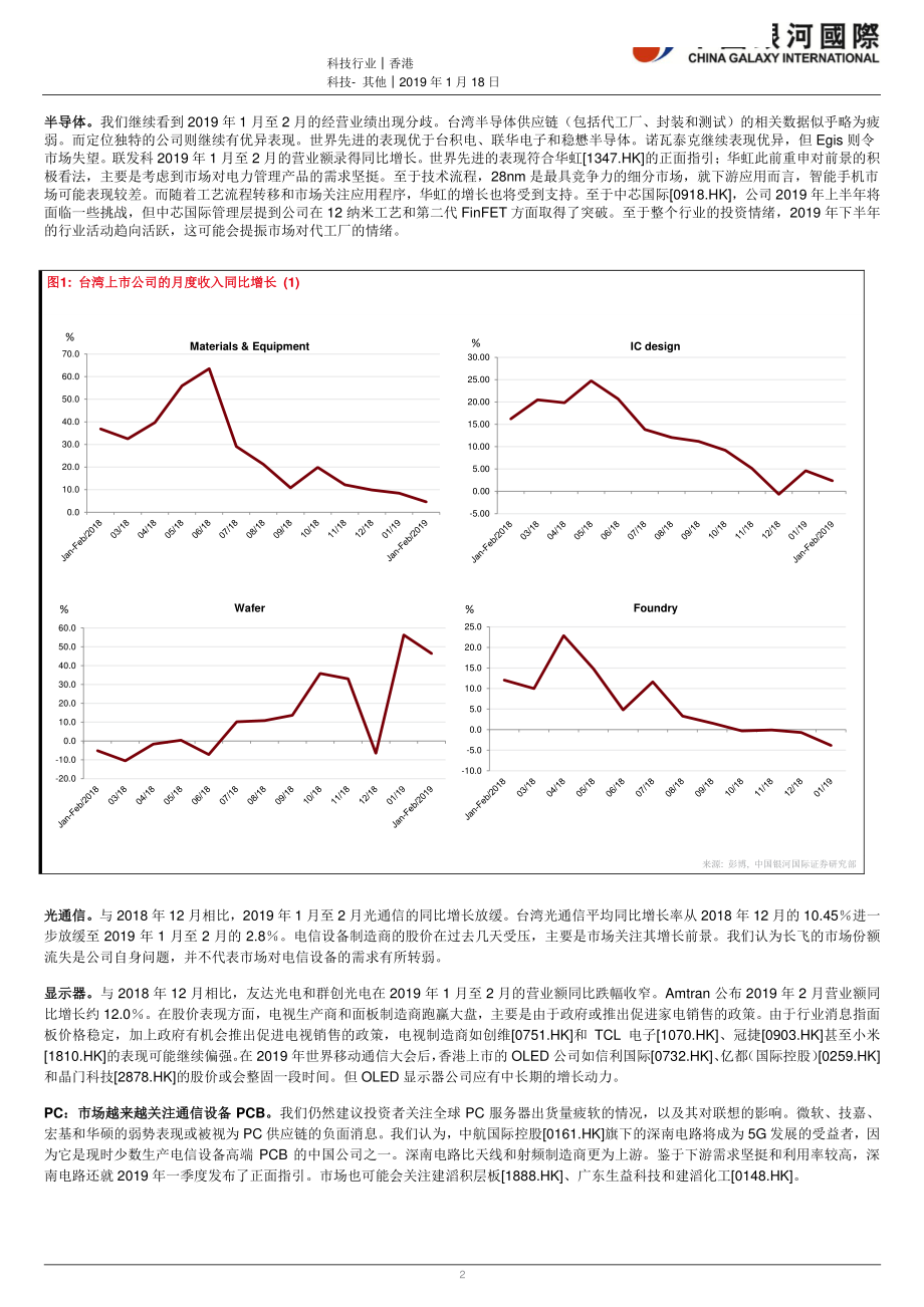 科技行业：2019年首两个月数据反映下游需求仍需时回升；不宜太早对硬件行业转趋乐观-20190314-银河国际-10页.pdf_第3页