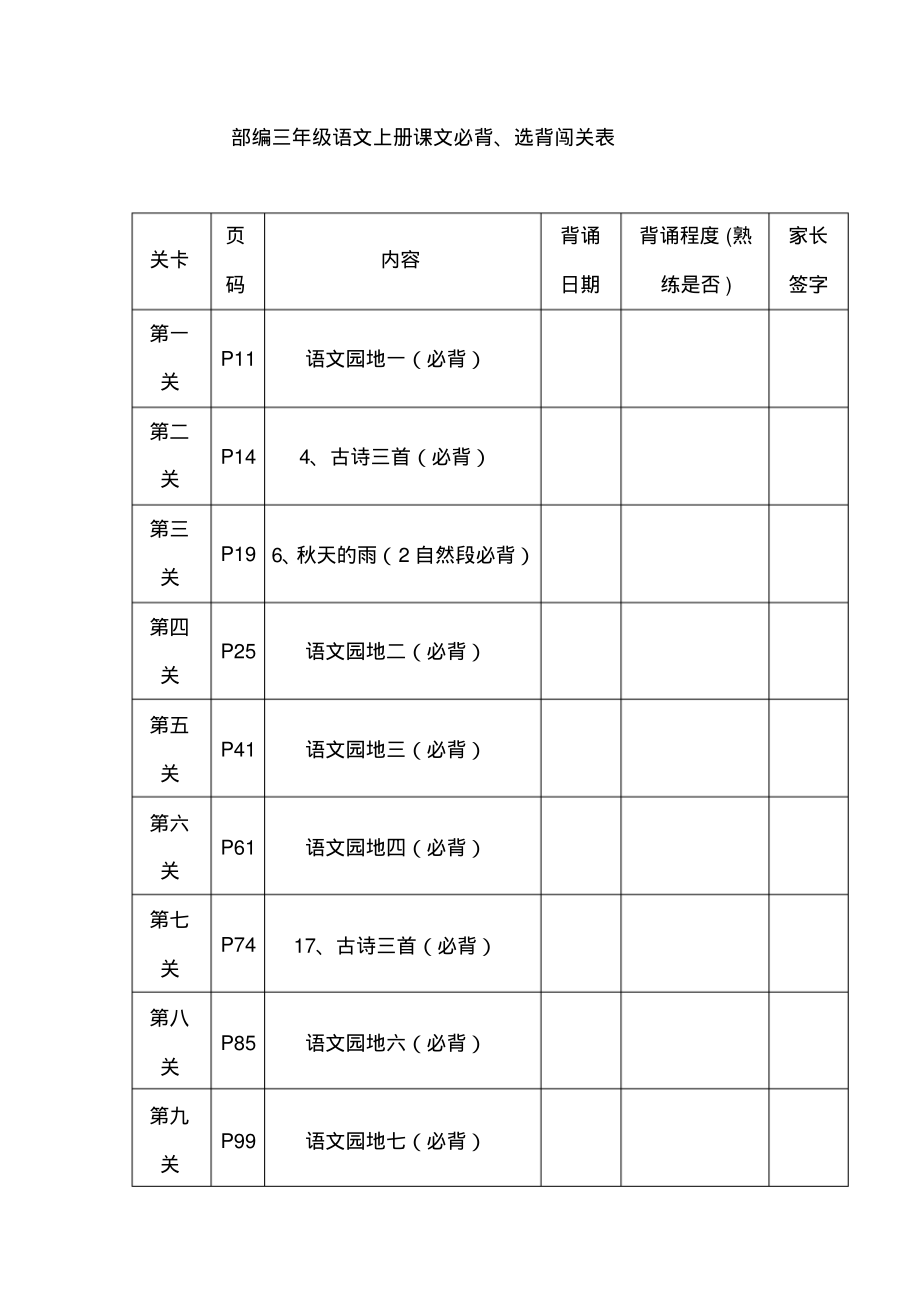 小学部编版三年级语文上册课文必背、选背内容汇总.pdf_第1页