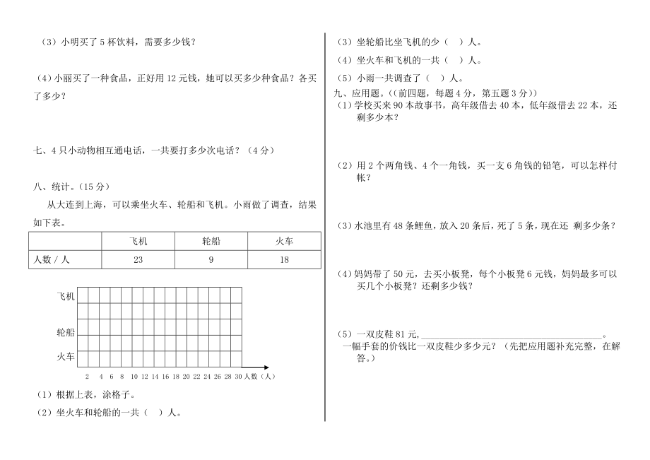 （沪教版 ）二年级数学下册 期末测试卷.doc_第2页