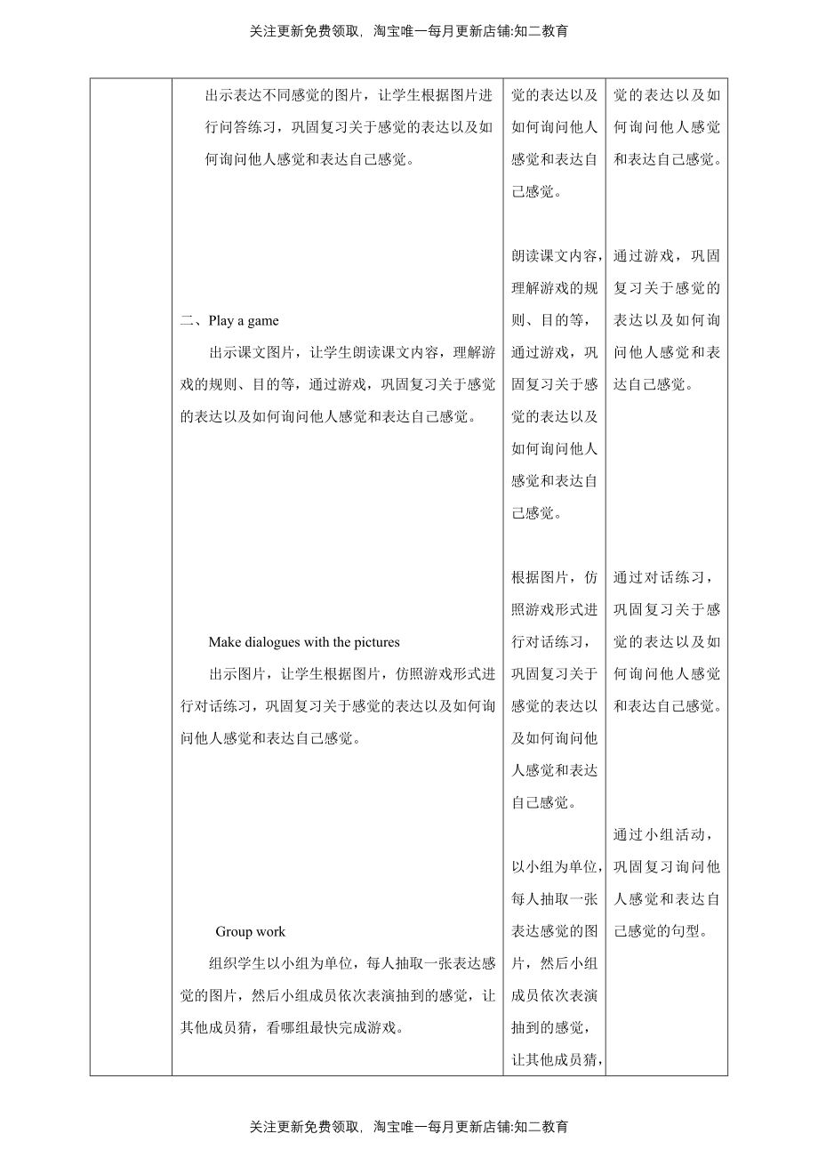 【新课标】Unit 3 Are you happy？ Look and learn Play a game教案.doc_第3页