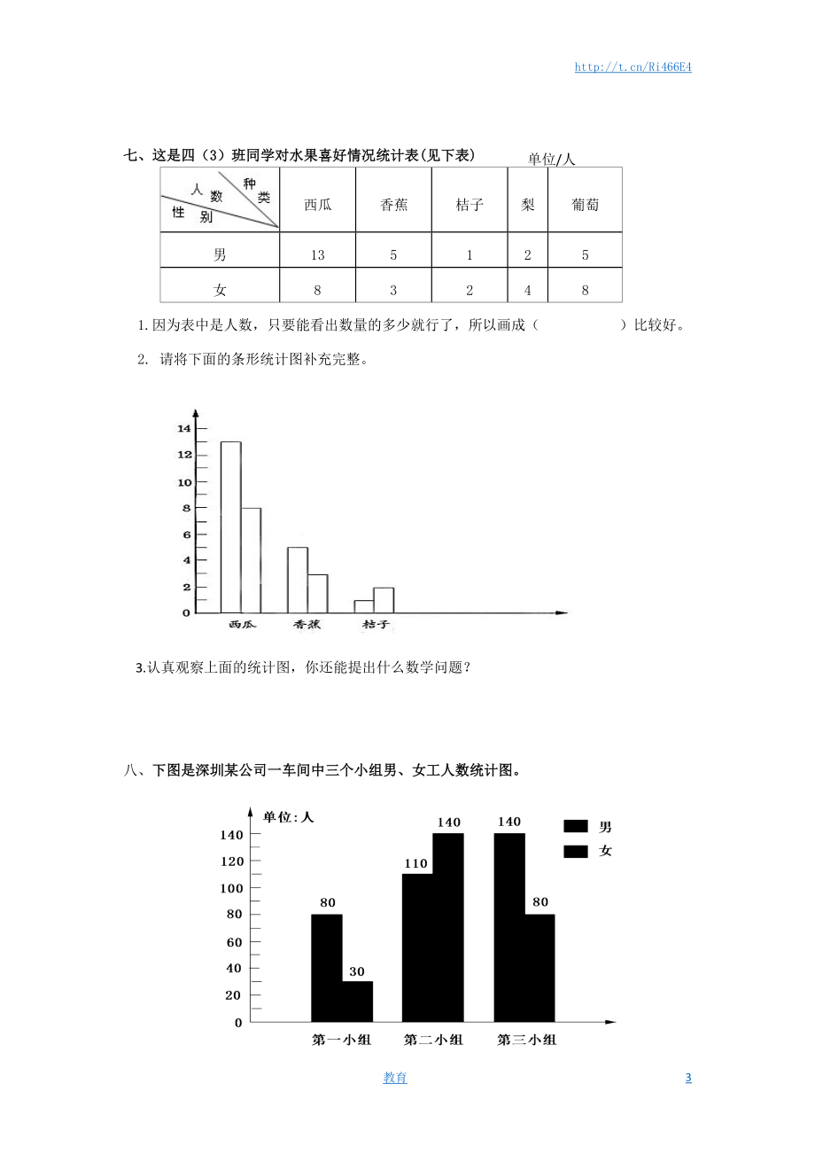 通用版数学六年级下册总复习专题：统计1 含答案(1).doc_第3页