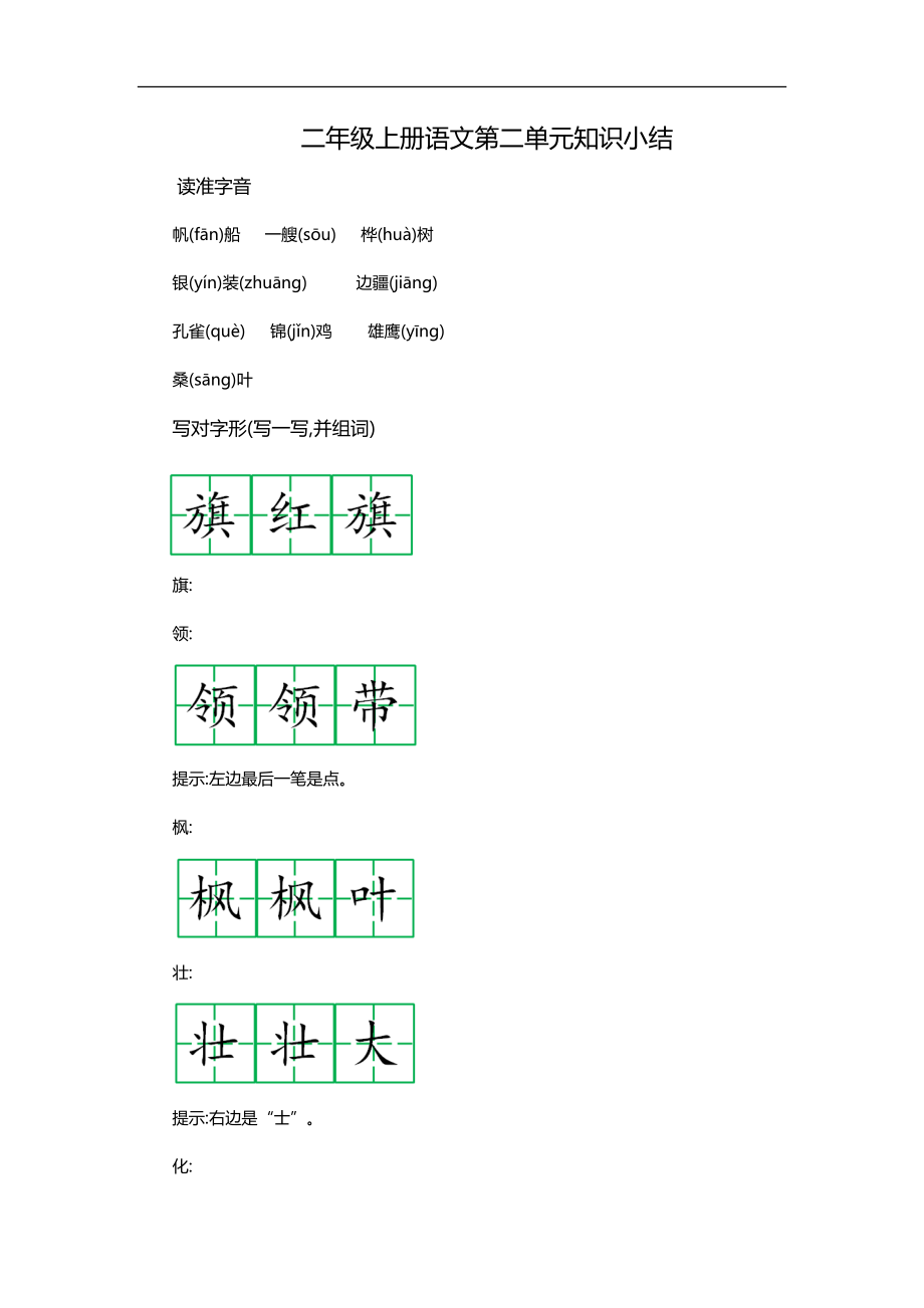 二（上）语文第二单元知识重点 (2).docx_第1页