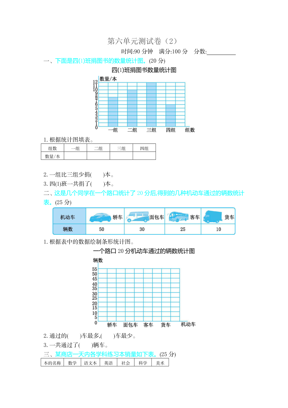 新北师大版小学四年级下册数学第六单元精品试题带参考答案.docx_第1页