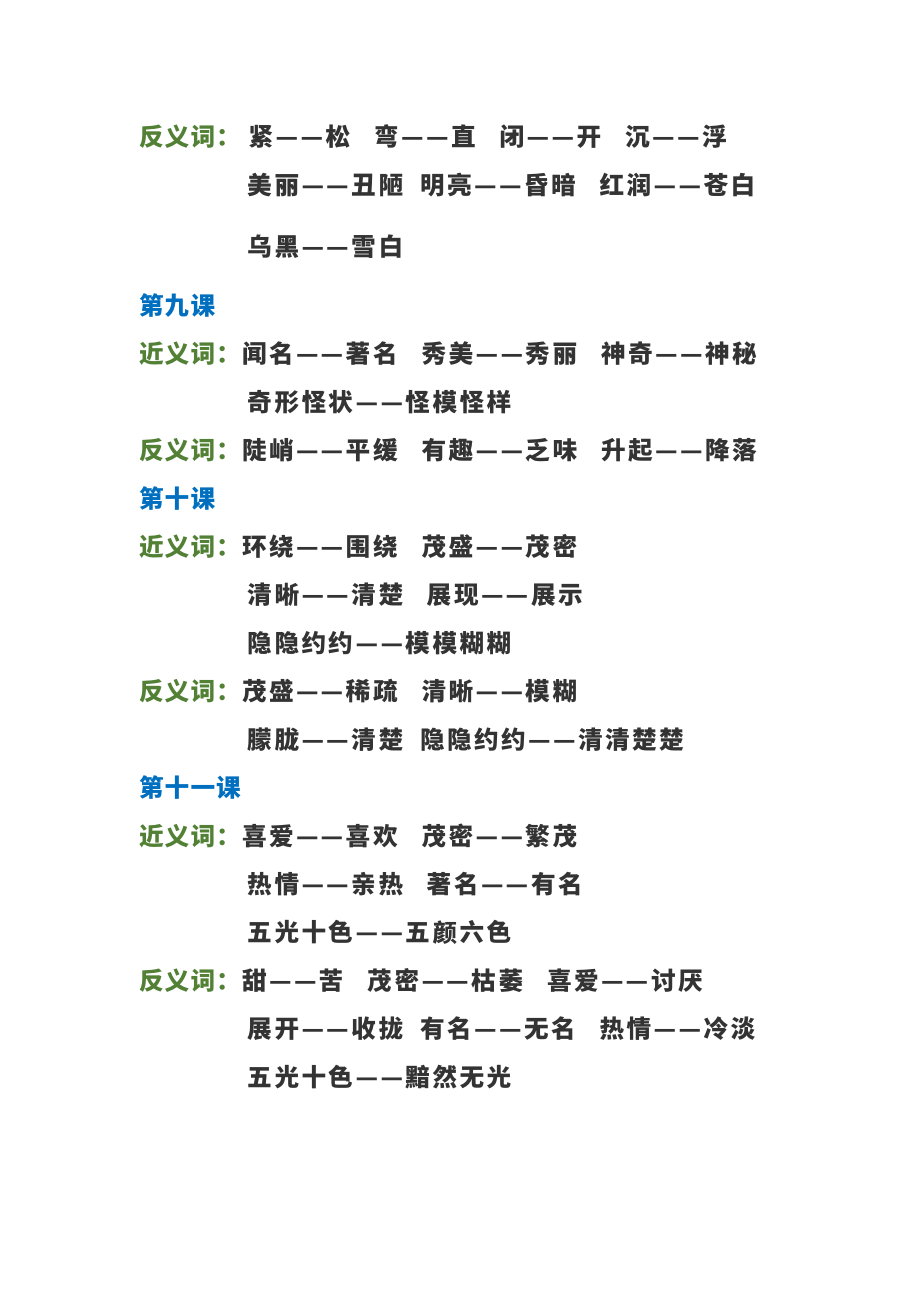 二年级上册语文-期末总复习全册近义词反义词（二十四课时）.pdf_第3页