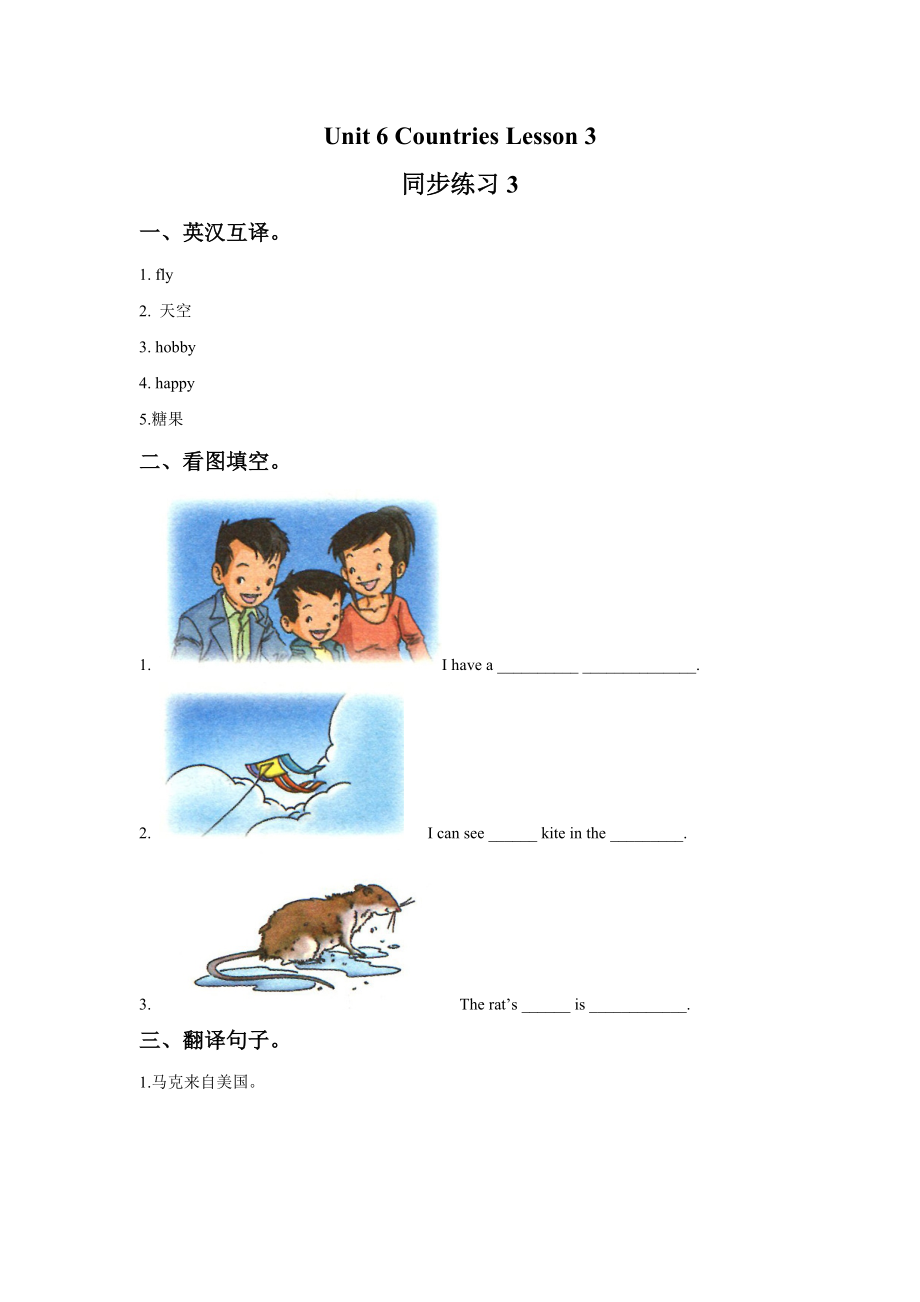 Unit 6 Countries Lesson 3 同步练习3.doc_第1页