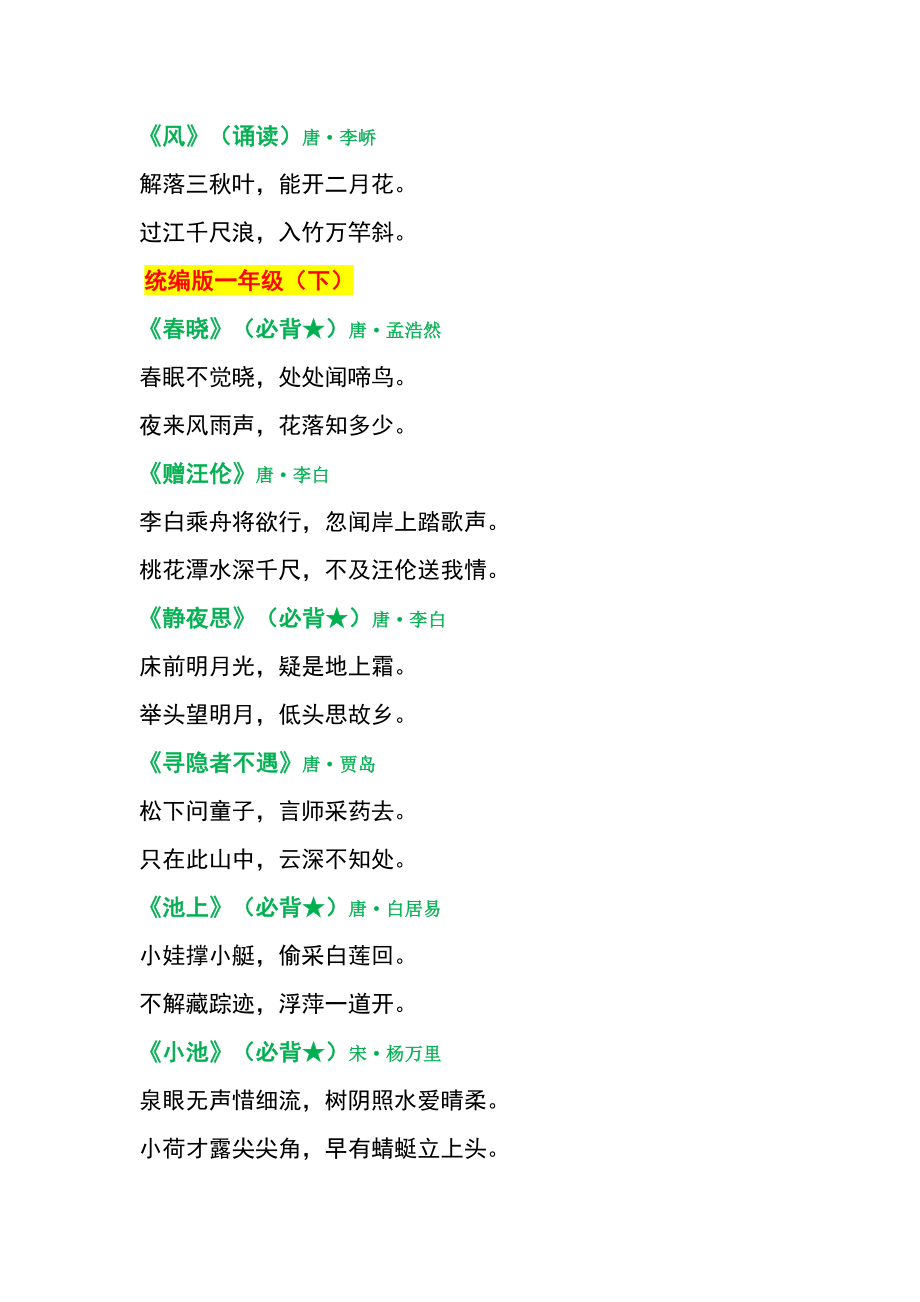 古诗汇总1-9年级语文必背（替孩子打印） (3).doc_第2页