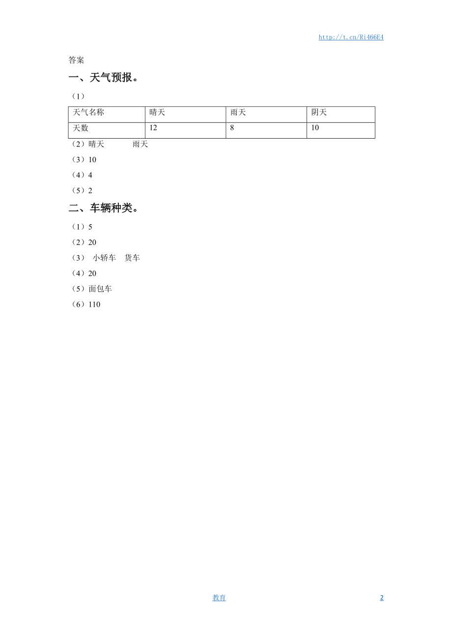 二年级下册数学一课一练-《八 数据的收集和整理（一）》1-苏教版.doc_第2页