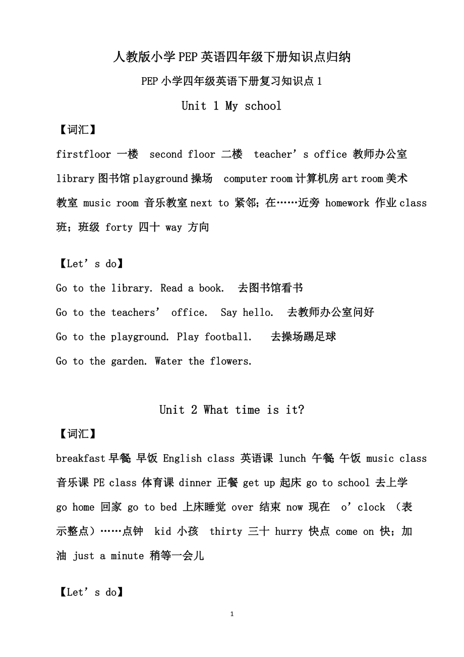 人教PEP版四英下知识点20页.doc_第1页