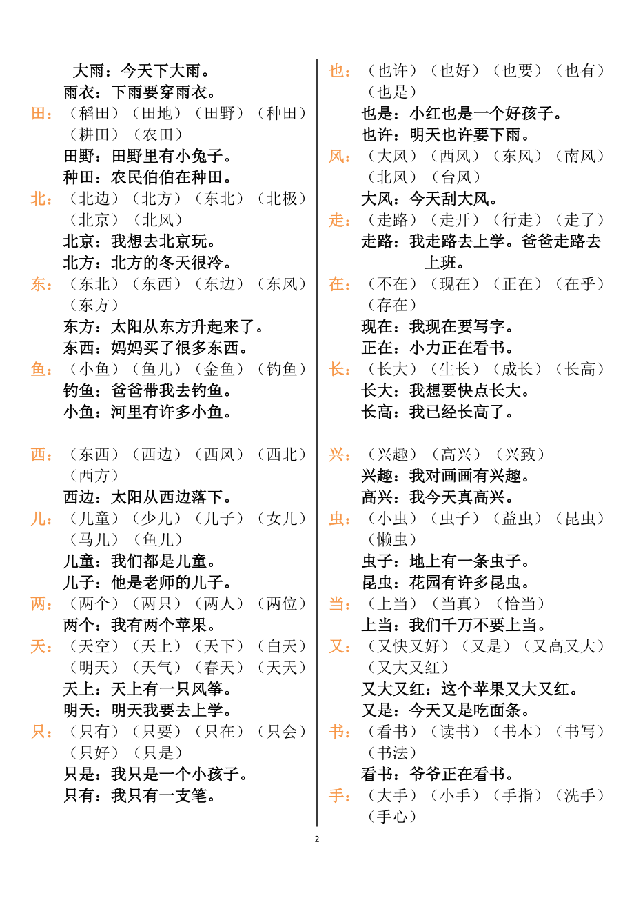 一年级语文上册生字组词和造句(1).doc_第2页