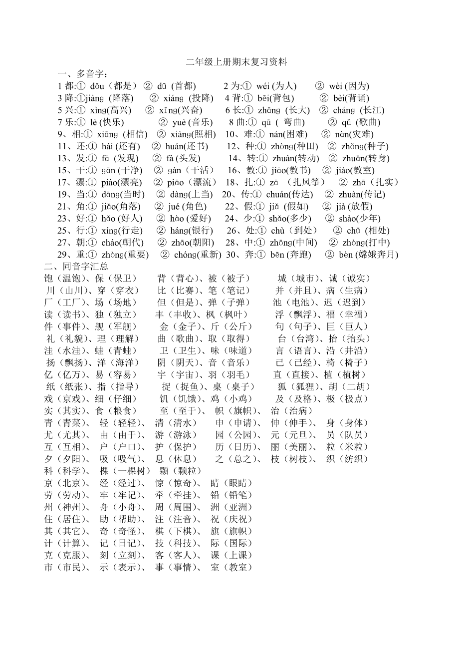 人教版二年级上册语文复习知识点.doc_第1页