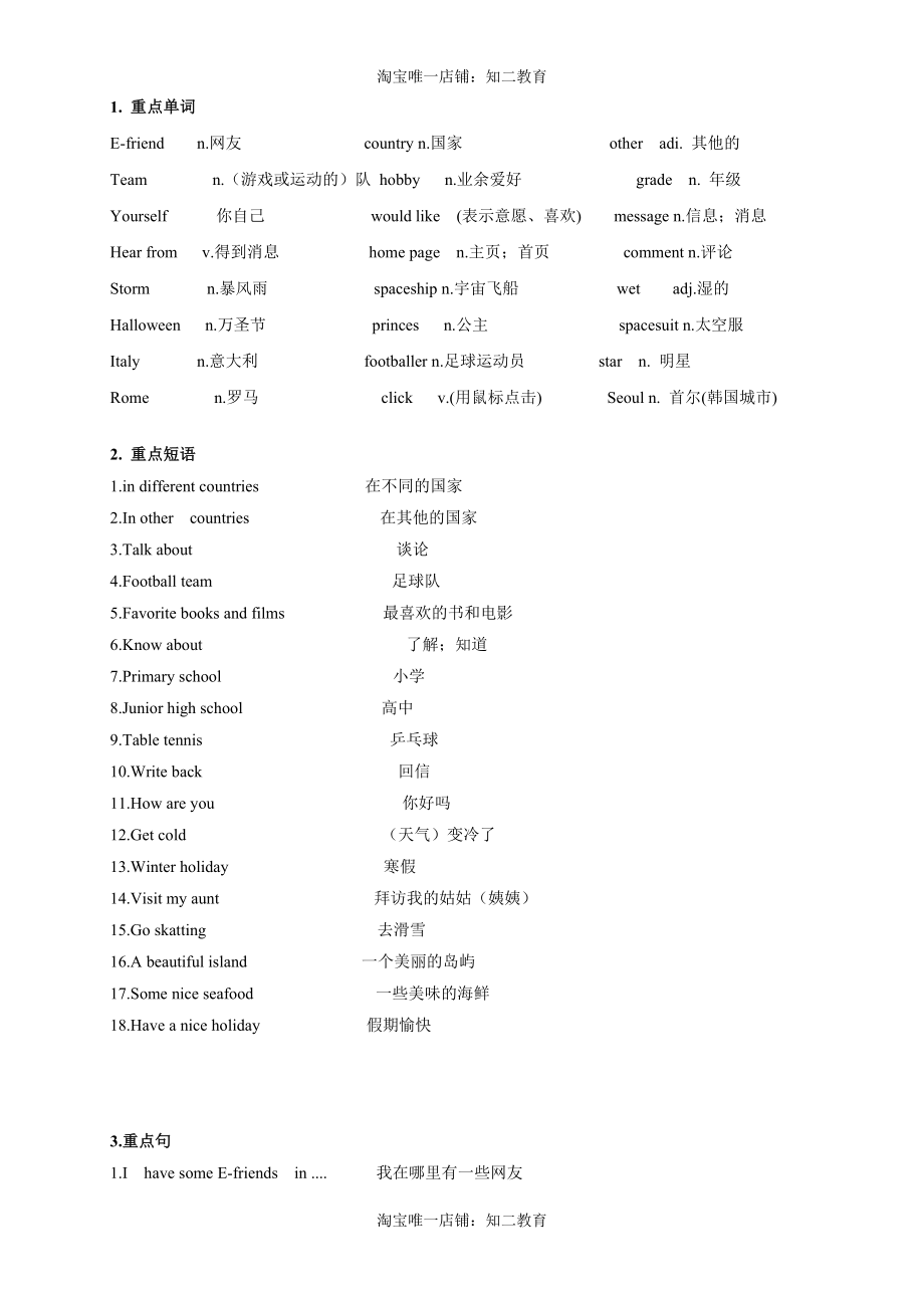 Module 2 Relationships Unit E-friends 讲义和测试（含答案）.doc_第2页