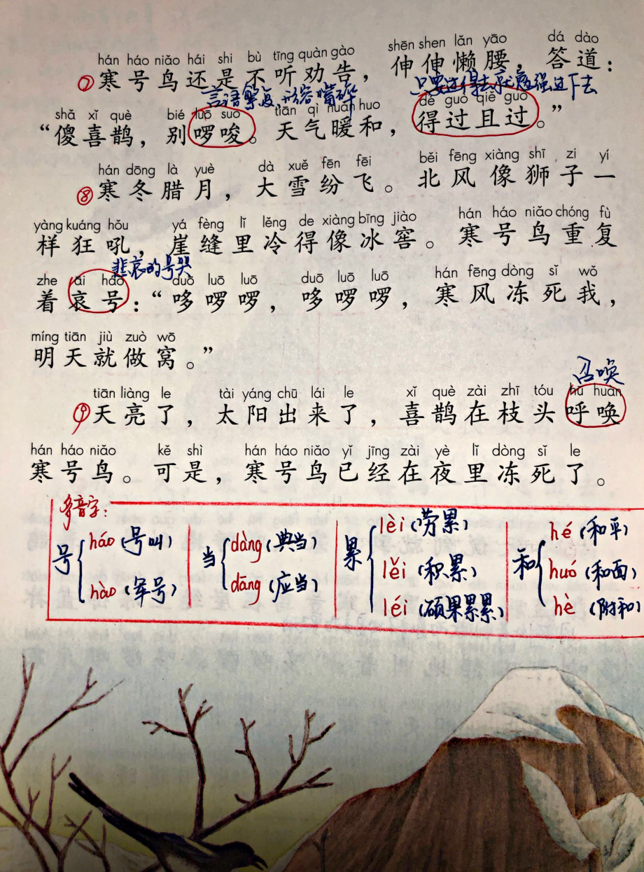 小学二年级上册上学期-部编版语文：寒号鸟 预习笔记.pdf_第3页